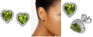 Macy's Peridot (1-5/8 ct. t.w.) & Diamond (1/6 ct. t.w.) Heart Stud Earrings in 14k White Gold